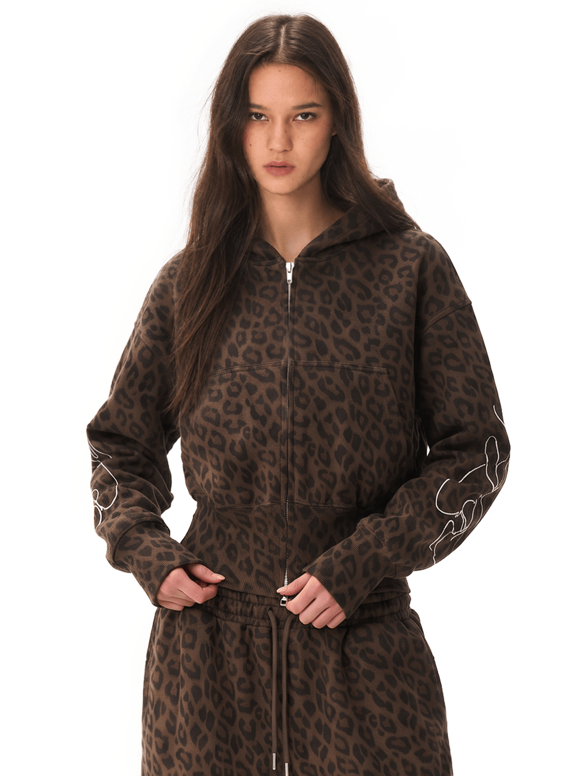 Graffiti Leopard Zip Hoodies
