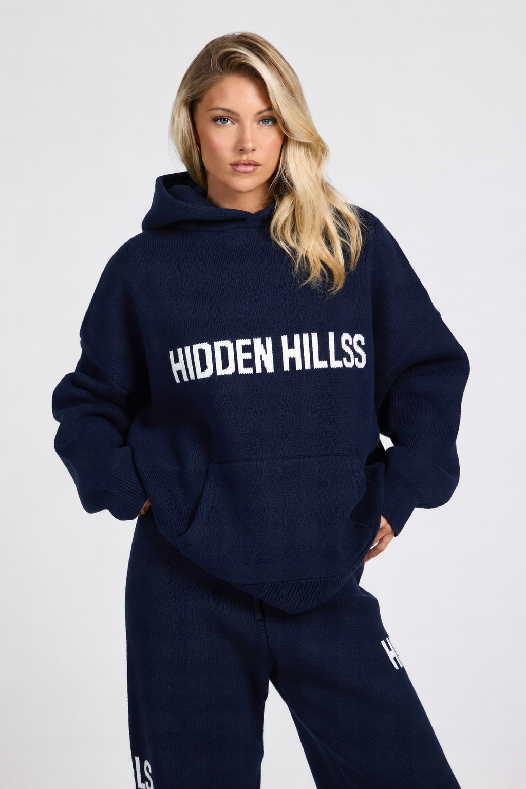 Oversized Knit Cotton Hoodie