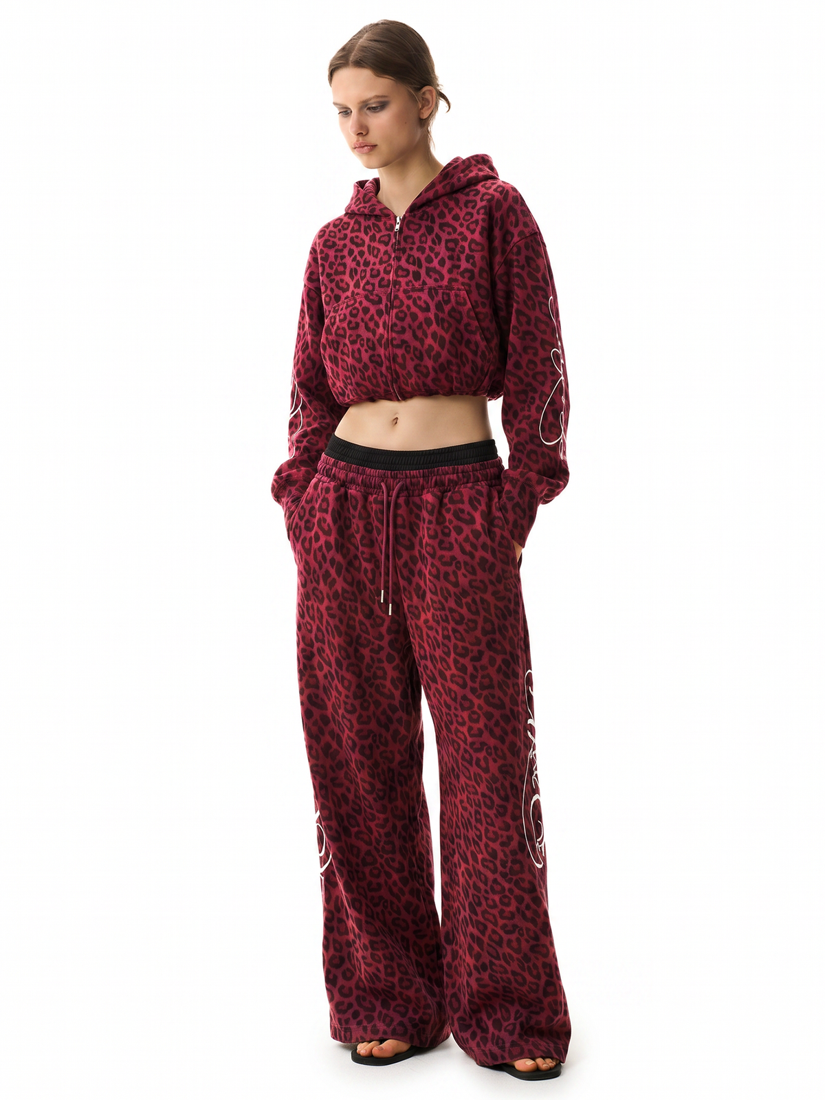Graffiti Leopard Zip Hoodies