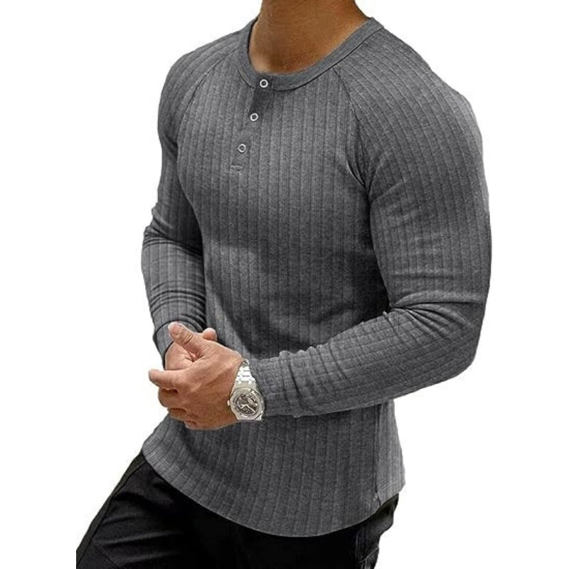 👕 50 % RABATT – Herren Slim-Fit Henley-Shirt mit Rippstruktur | Sportlicher Look trifft auf bequemen Tragekomfort 💪